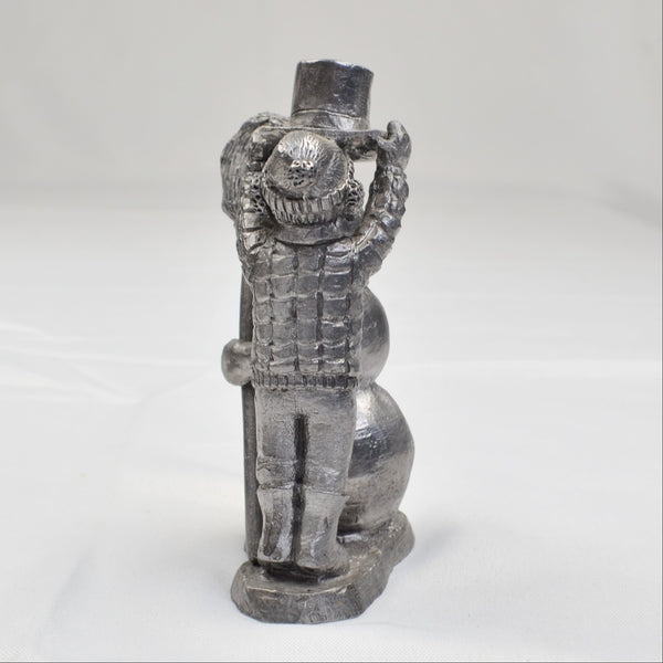Pewter Boy Building Snowman Sculpture Figurine by Michael Ricker 1983 4.5"