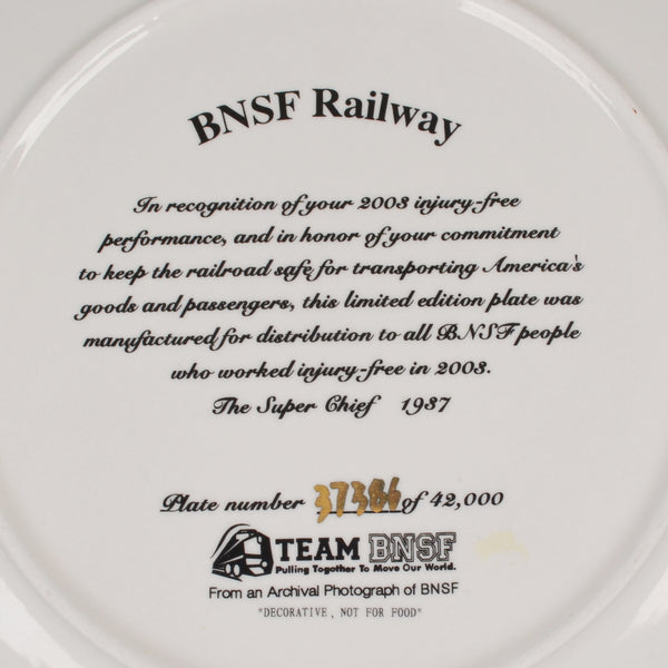 Burlington Northern Santa Fe Railway 2003 Safety Plate - Super Chief #37,386