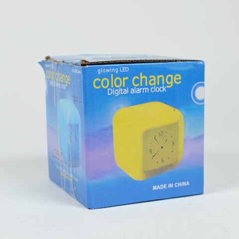 Travel Alarm Clock Color Changing Cube LED Digital Desk Glowing Light Up