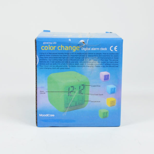 Travel Alarm Clock Color Changing Cube LED Digital Desk Glowing Light Up