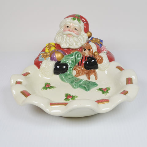Christmas Santa Toyland Fitz and Floyd Candy Dish - Nut Bowl - Potpourri Dish
