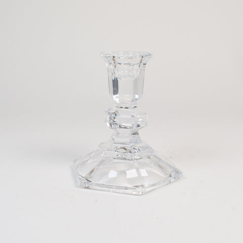 Glass Candle Holders 4" Lead Crystal Candlesticks Hexagon