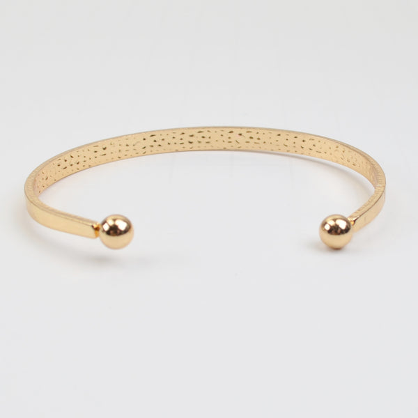 Love Spell-out Torque Bangle Bracelet - Gold Tone Hammered Cuff - 4mm