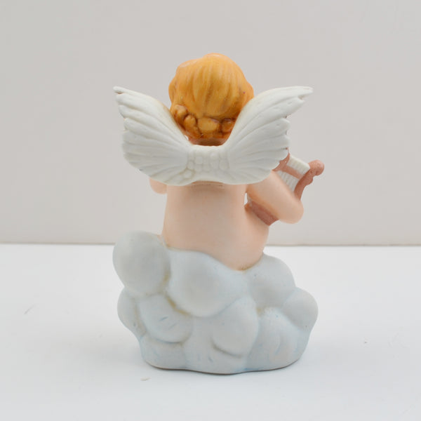 Vintage Angel Figurines Cherub Musicians Porcelain Bisque Clouds - HOMCO 8883