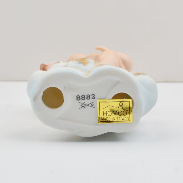 Vintage Angel Figurines Cherub Musicians Porcelain Bisque Clouds - HOMCO 8883