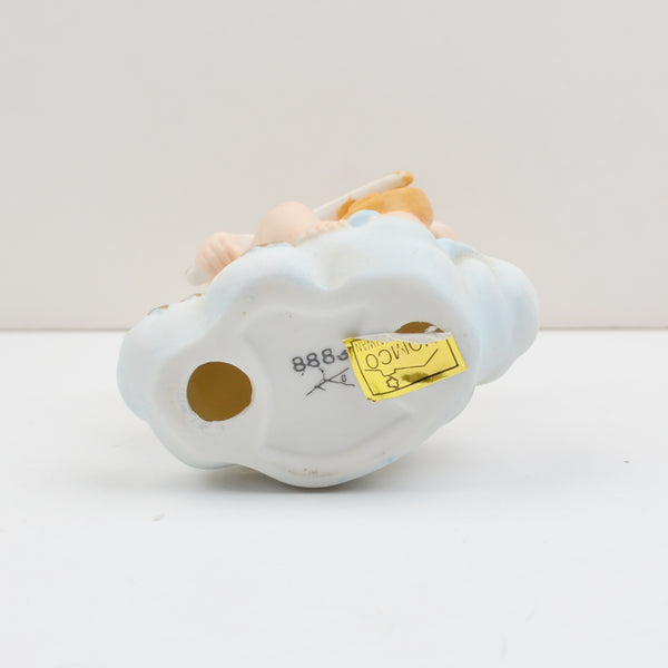 Vintage Angel Figurines Cherub Musicians Porcelain Bisque Clouds - HOMCO 8883