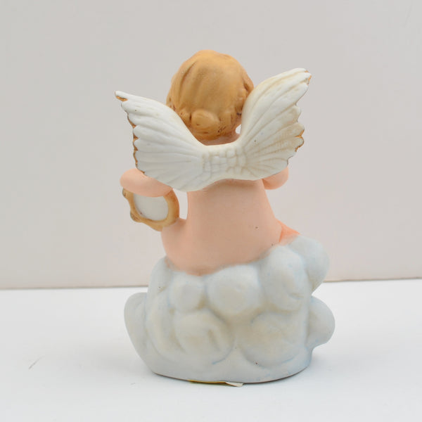 Vintage Angel Figurines Cherub Musicians Porcelain Bisque Clouds - HOMCO 8883