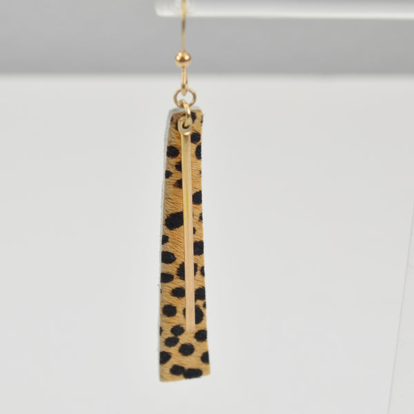 Madewell Boho Dangle Earrings - Straight Bar, Leopard Print Faux Leather