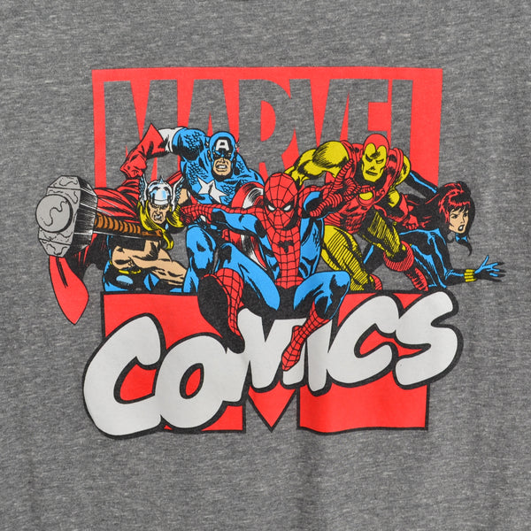 Marvel Comics Multi-Hero Group T Shirt - Size Small - Gray - Spiderman, Thor