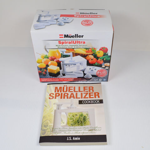 Mueller Spiral Ultra 4-Blade Spiralizer, 8 in 1 Spiral Slicer, Citrus Juicer + Cookbook