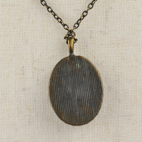 Oval Filigree Pendant Necklace Bronze Tone, Charm, Pendant, Dangle, Rhinestone, 16"