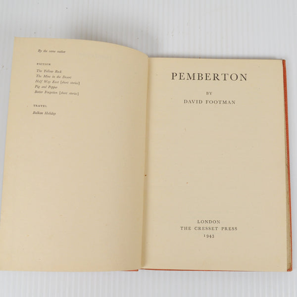 Pemberton by David Footman - London 1943 - 1st Edition - WW2 German Army