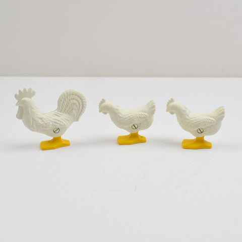 Vintage Playmobil Geobra White Rooster and Chickens - Lot of 3 - 1981