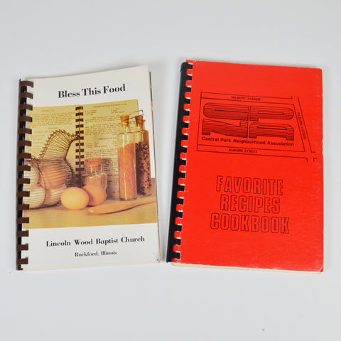 Vintage Cookbooks Rockford, IL - Lot of 2 Lincoln Wood Church, Central Park - 1977