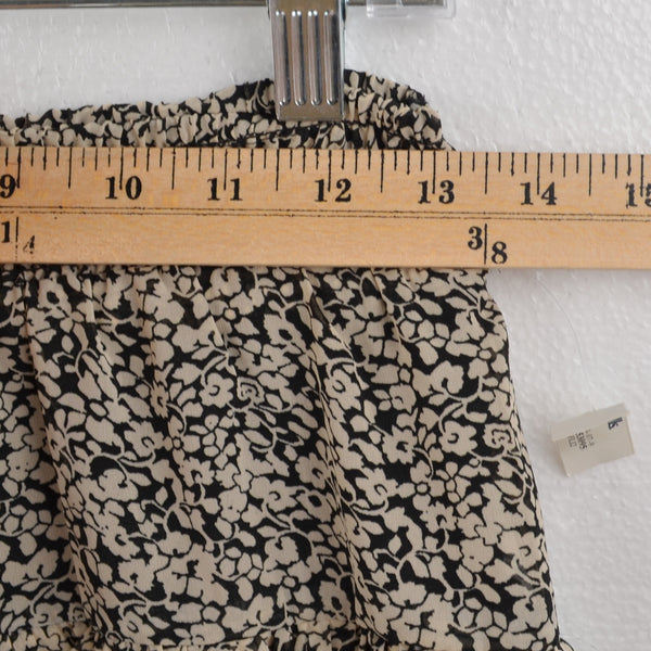 Jopra Mini Skirt Womens Medium Tan Black Print Ruffles Elastic Waist Lined