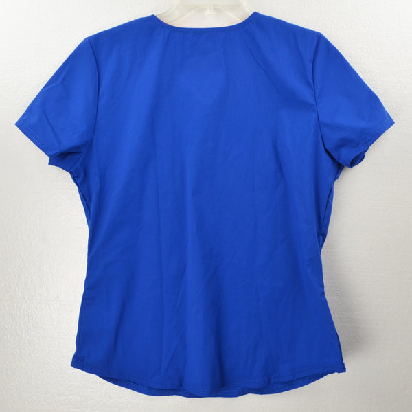 ScrubStar Womens Scrub Top Blue Size Medium V-Neck Shirt Short Sleeve Pockets