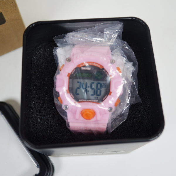 SKMEI Kids Pink Sports Watch 50m Water Resist Boys Girls Alarm Digital Wristwatch Light