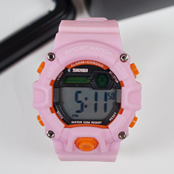 SKMEI Kids Pink Sports Watch 50m Water Resist Boys Girls Alarm Digital Wristwatch Light