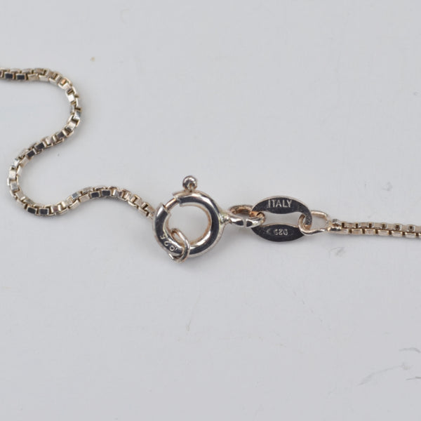925 Sterling Silver Box Chain Cross Pendant Necklace, Rhinestone, Dangle 16”