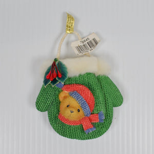 Cherished Teddies Green Mitten Christmas Ornament 15th Anniversary #782645