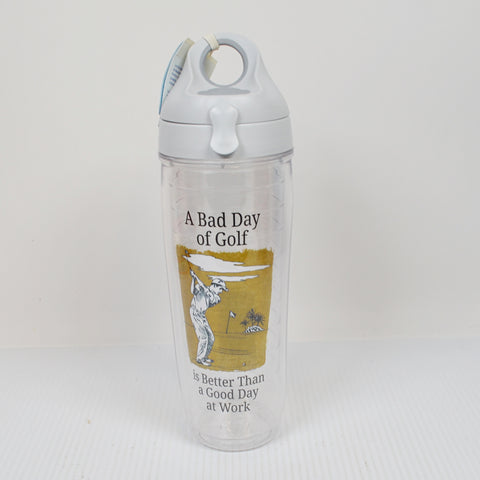 TERVIS Tumbler Water Bottle 24 oz - Bad Day of Golf - Flip-Top Lid Loop - NEW