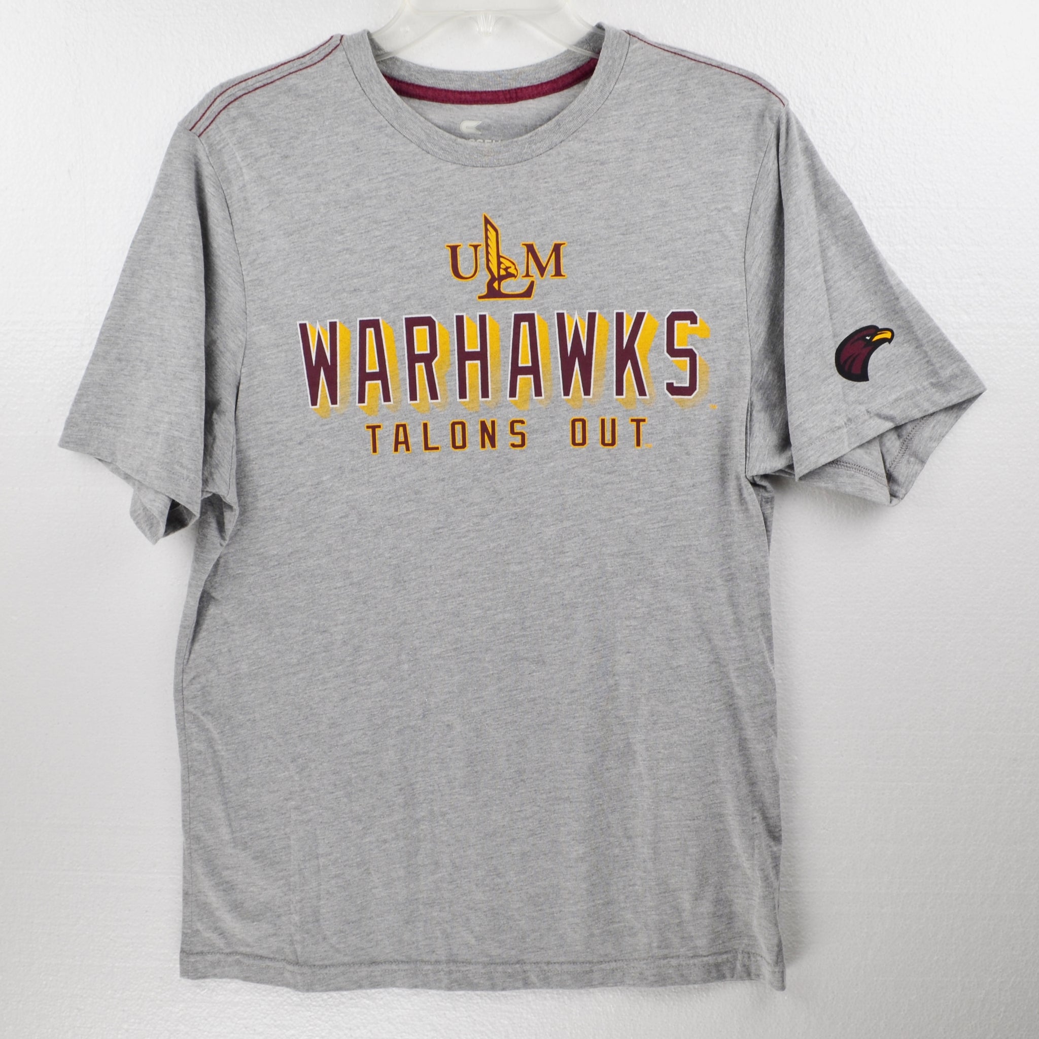 ULM Warhawks University Louisiana Monroe Short Sleeve T-Shirt Medium Gray
