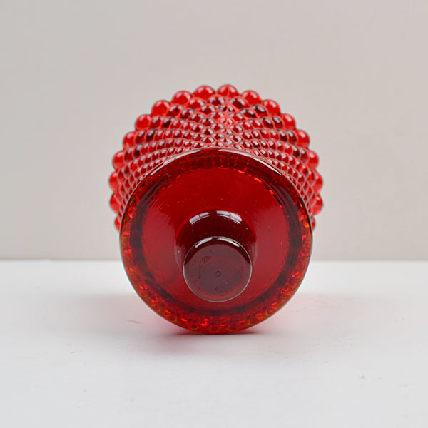 Ruby Red Candle Holder Hobnail Glass Votive Tealight Peg Sconce Honeycomb