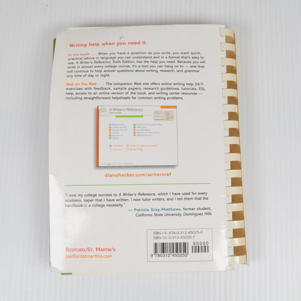 A Writers Reference by Diana Hacker - 6th Edition - Spiral, Tabbed 2007