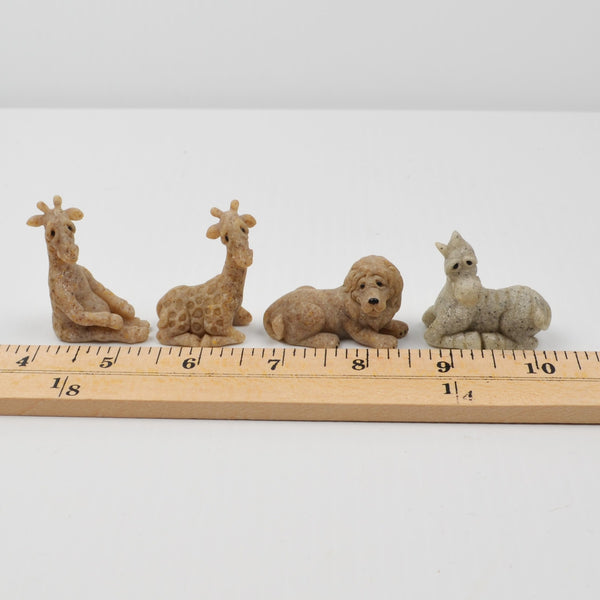 Second Nature Design Quarry Critters Mini Giraffe, Lion, Zebra Figurines - RARE