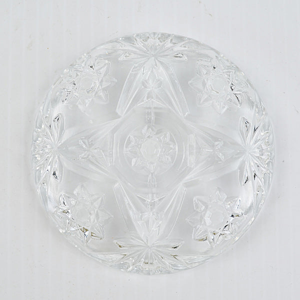 Vintage Crystal Coaster Set Of 6 Cut Glass Scalloped Edge - Mid Century Modern