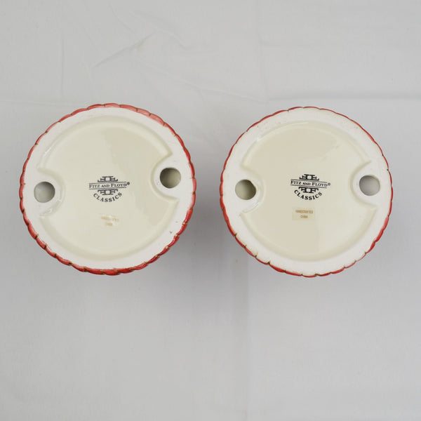 Fitz and Floyd Christmas Bow Candlesticks Candle Holders - Lot of 2