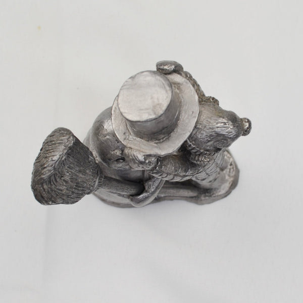Pewter Boy Building Snowman Sculpture Figurine by Michael Ricker 1983 4.5"