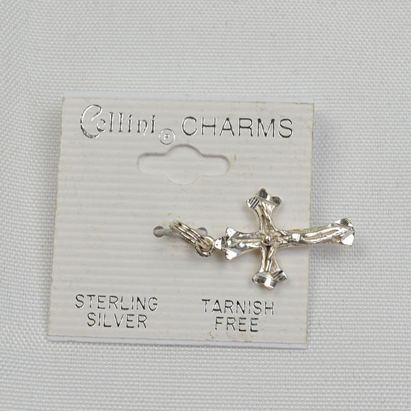 925 Sterling Silver Small Crucifix Cross Pendant Bracelet Charm 1" Tarnish Free