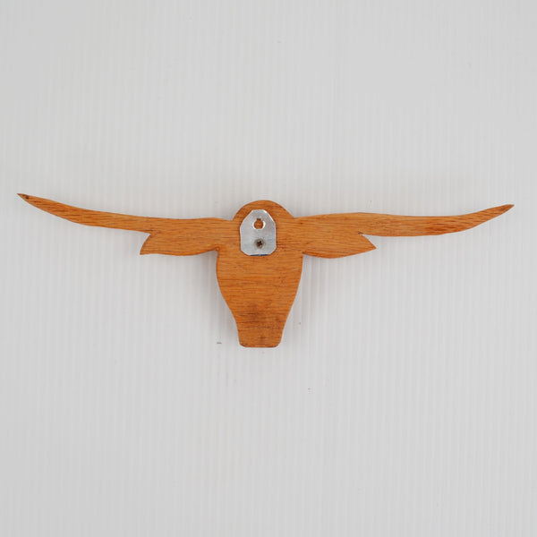 Hand Carved Wood  Longhorn Wall Plaque Figurine - Folk Art, Texas Cattle Cow