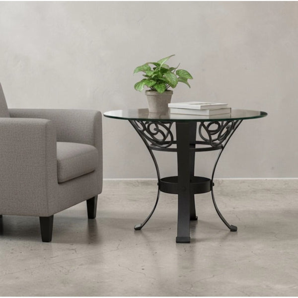 Glass Top Decorative Metal End Table