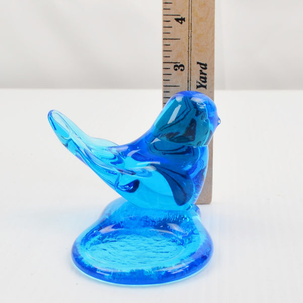 Blue Bird of Happiness Art Glass Votive Candle Holder Signed Leo Ward 1994