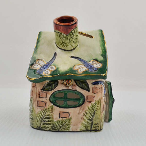 Blue Sky Clayworks, Signed by Heather Goldminc - Dragonfly Meadow Tea Light 5.5”