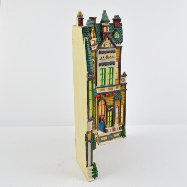 Christmas Village Town 3 Hinged 1/2" Thick Flat Resin Buildings Hotel 12" Tall