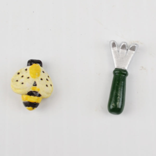 National Home Gardening Club Porcelain Trinket Box “Flower Pot” with Bee / Rake