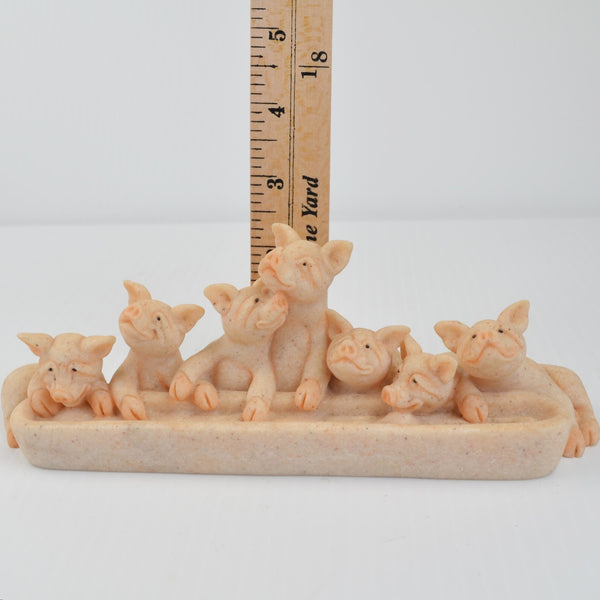 Second Nature Design Quarry Critters Piggin Out - Piglets Pigs Trough Figurine