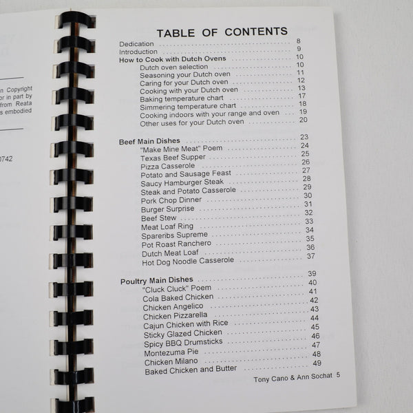 Dutch Oven Cooking with Tony Cano Signed  1993 Complete Dutch Oven Cooking Guide