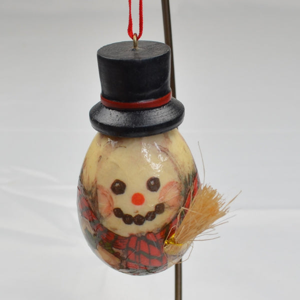 3 Vintage Santa Claus, Snowman, Teddy Bear Christmas Ornaments Paper Mache Eggs