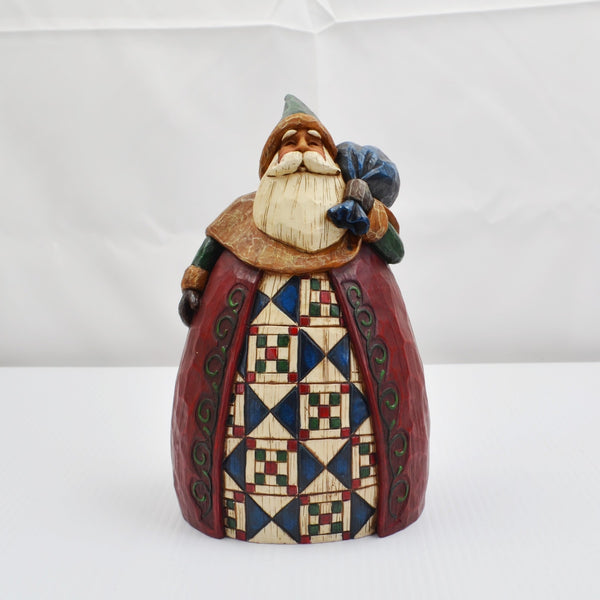 Jim Shore Heartwood Creek Santa With Bag Quilted 2002 Vintage 8.5” - In Box