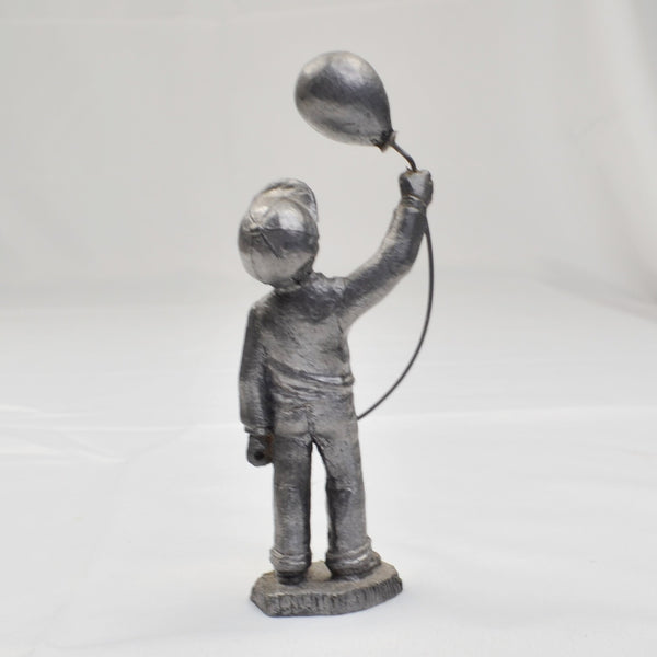 Vtg 1983 Boy w/ Balloon Miniature Sculpture M A Ricker Pewter Signed & Numbered