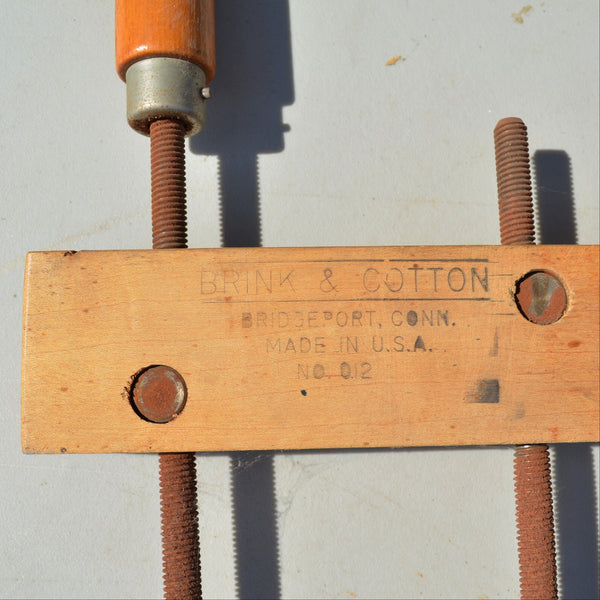 Lot of 2 Vintage 12" Brink & Cotton Hand-Screw Wood Clamps Made in the USA