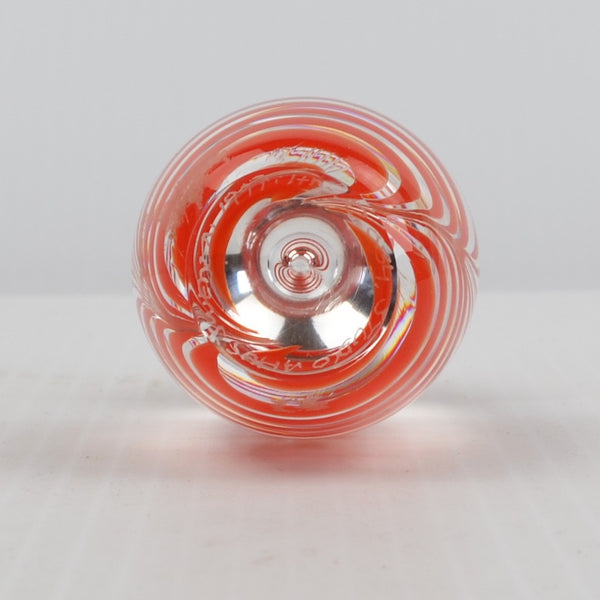 Vintage Studio Ahus Sweden Art Glass Egg Paperweight Red Swirl - 1997 Signed