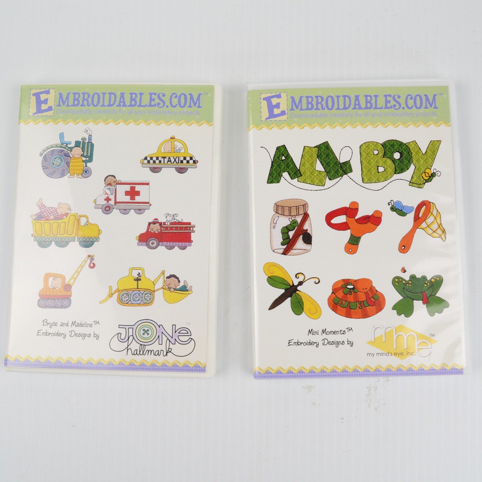 All Boy, Vehicles Embroidery Designs Lot of 2 CDs by Jone Hallmark, My Minds Eye