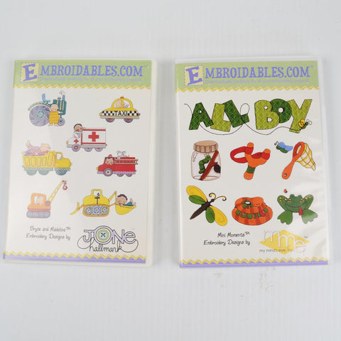 All Boy, Vehicles Embroidery Designs Lot of 2 CDs by Jone Hallmark, My Minds Eye