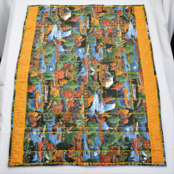 Jumbo Checkers Oversized Fabric Game Board Mat - Handmade Quilted Rustic Theme