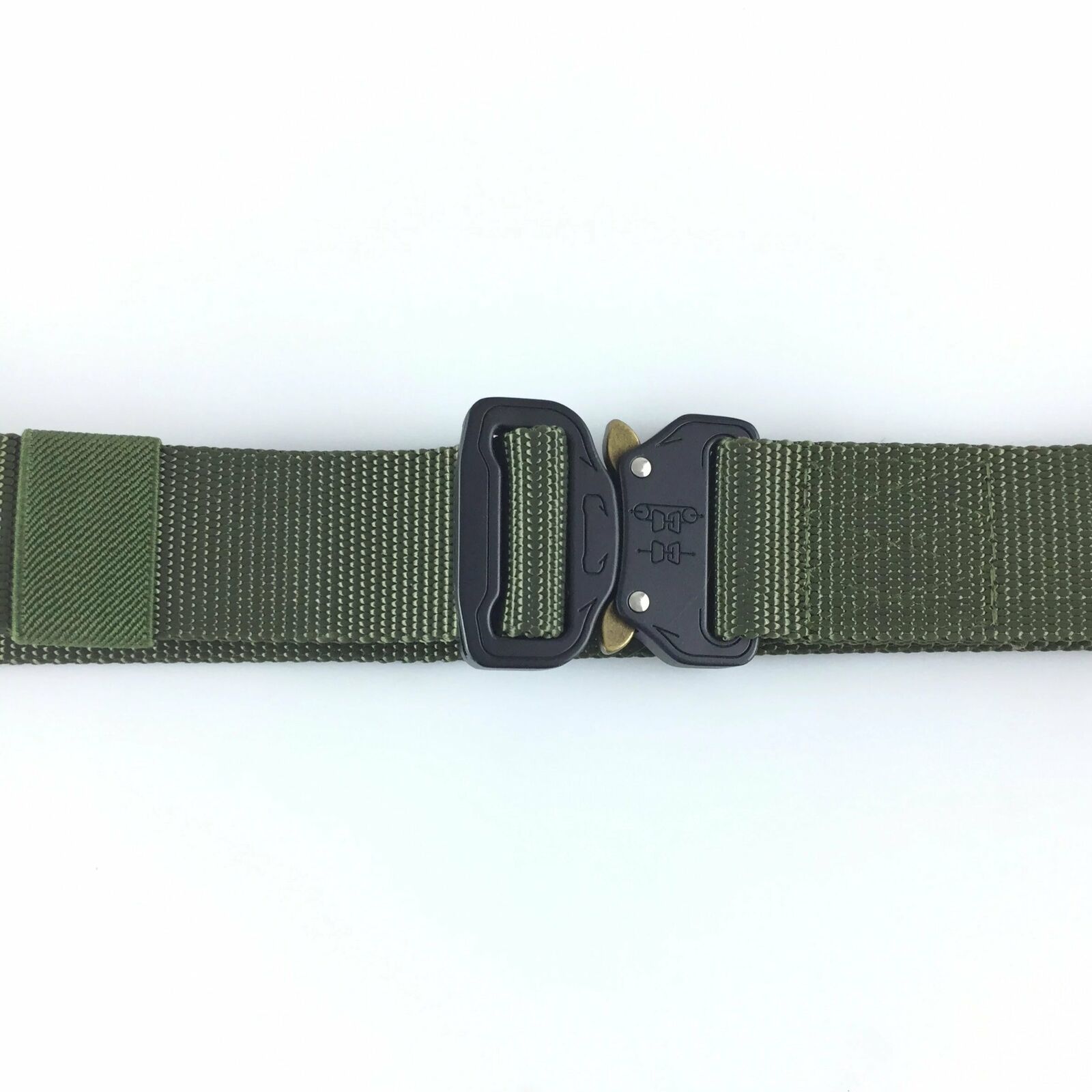 Mens Tactical Belt - Nylon Metal Buckle - Military Green - 49" X 1.5" Adjustable